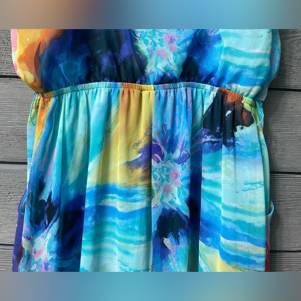Bisou Bisou Michele Bohbot Watercolor Jewelrd Maxi Dress 4 Spring Summer Party - Picture 13 of 16